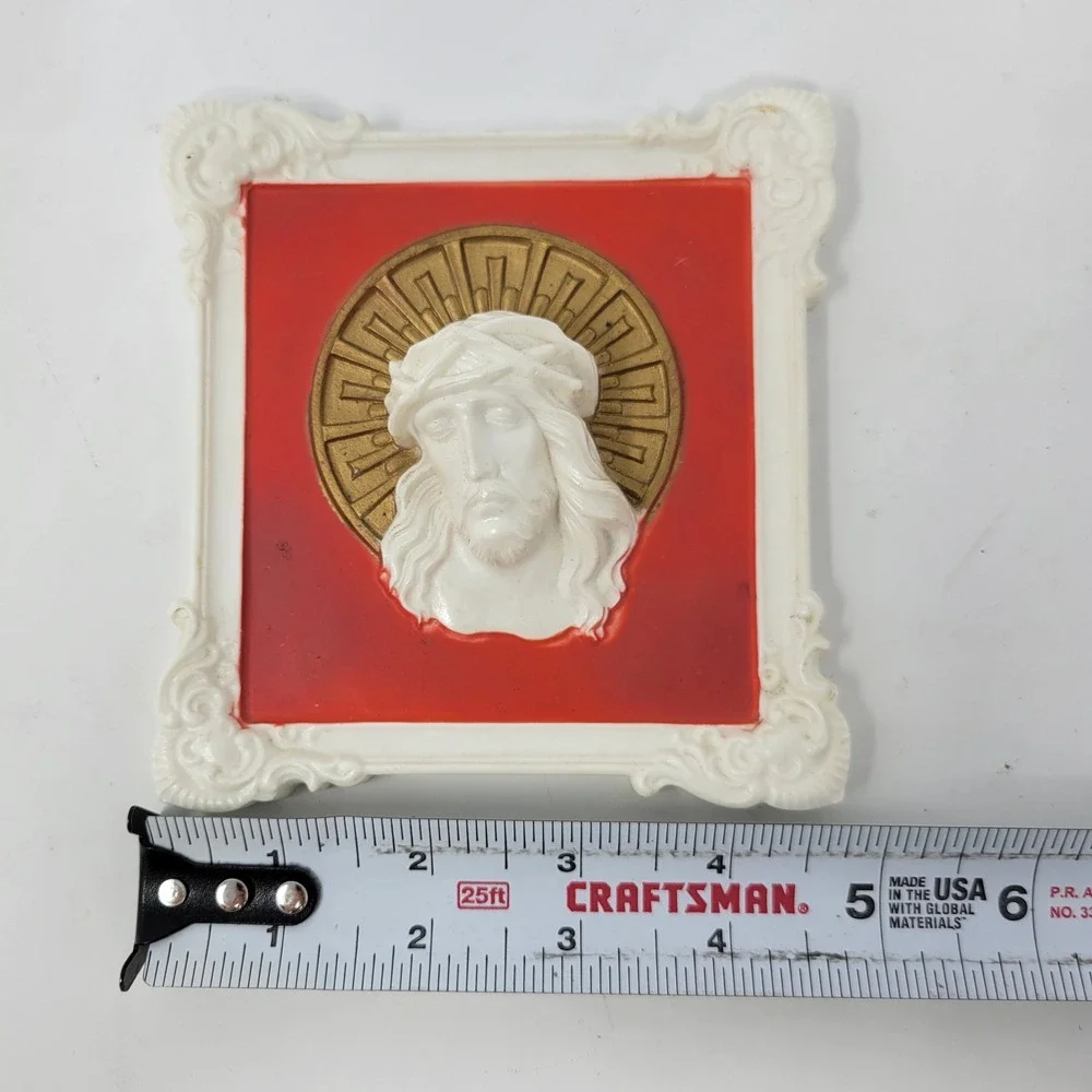 Vintage‎ 3D Celluloid MCM Jesus Christ Head Wall Plaque Religious Decor